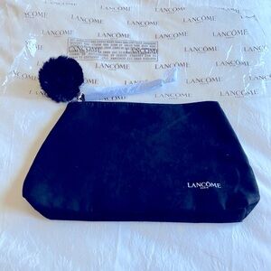 Lancome Pom Pom Zipper Black Makeup Bag - NWOT